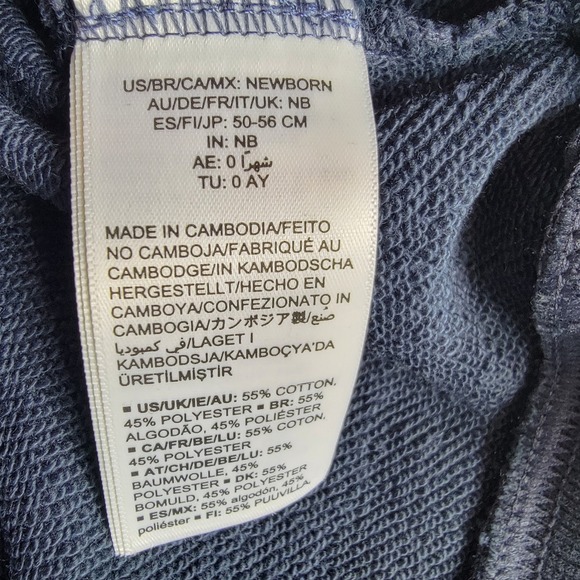 Unisex Organic Cotton Navy Blue Crewneck Sweatshirt Newborn Lot of 2 - Picture 4 of 11